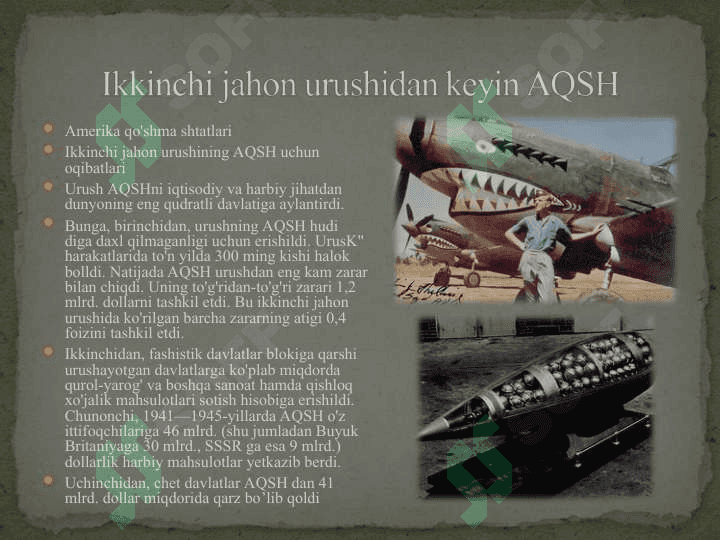 AQSH II-JAHON URUSHIDAN KEYINGI YILLARDA 2