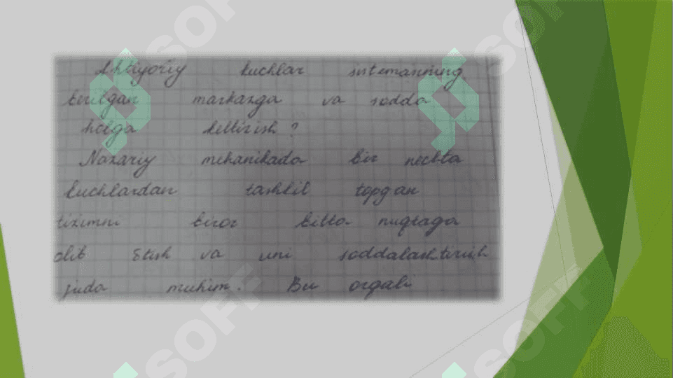 Ixtiyoriy kuchlar sistemasini berilgan (2) 2