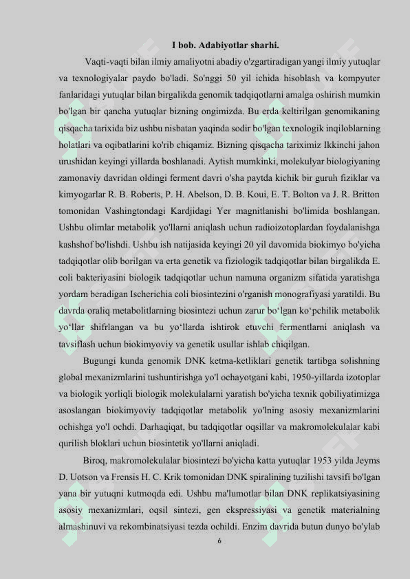 Genomika asoslari fanining rivojlanish tarixi 6