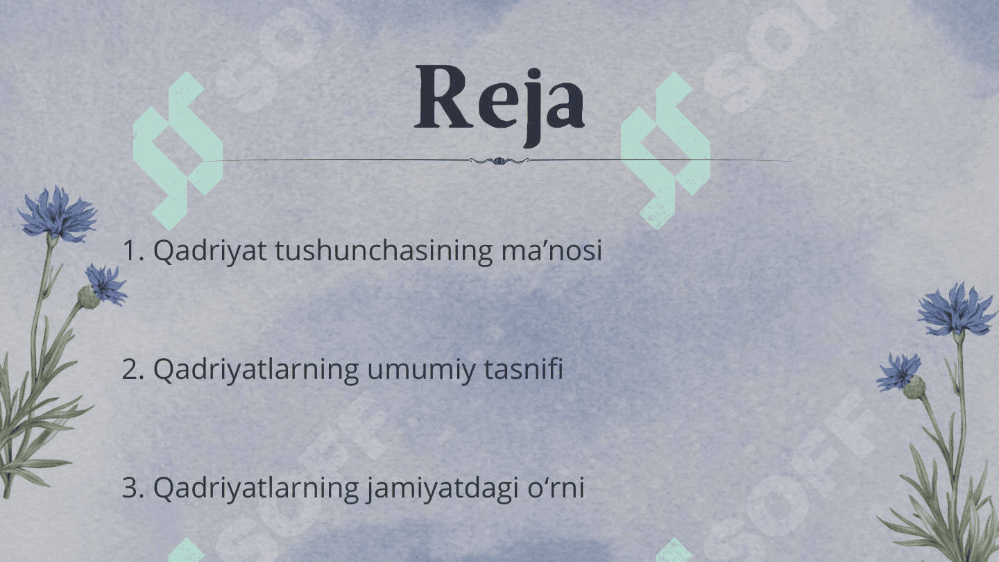 Qadryat tushunchasining ma'nosi va uning umumiy tasnifi 2