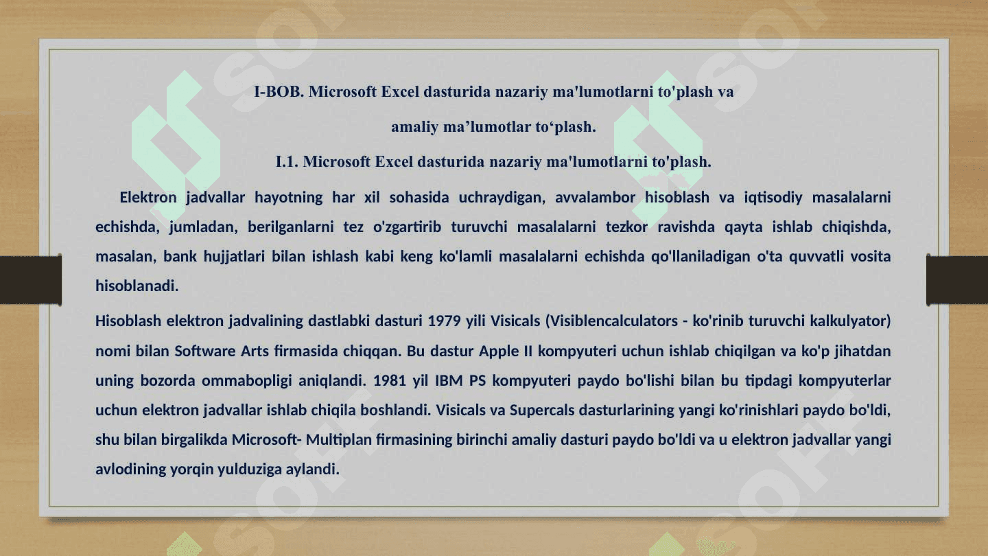 Microsoft Excel dasturida misollar yechish texnologiyasi 3