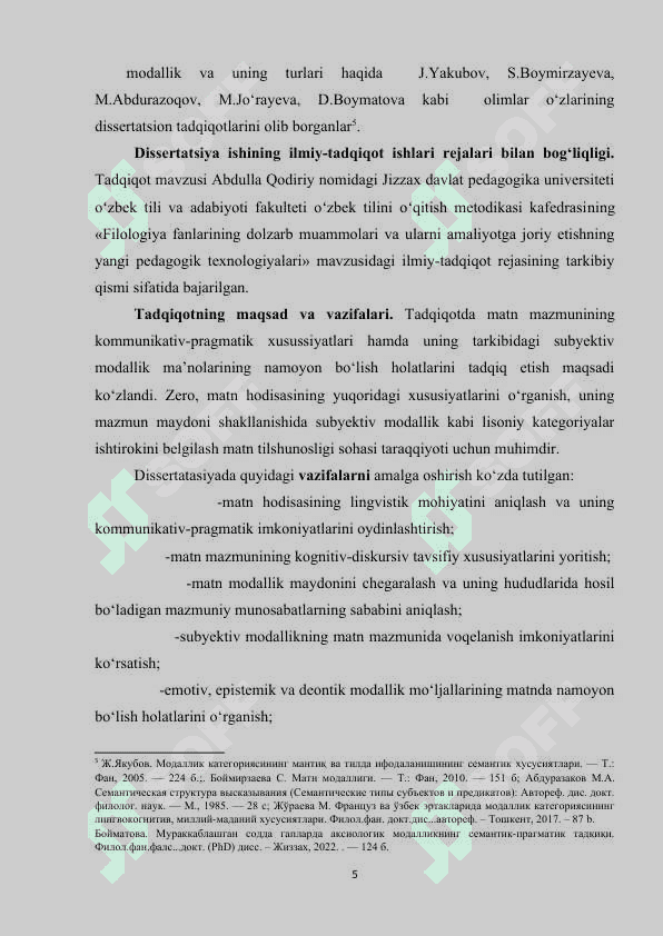 Bаdiiy mаtndа subyеktiv mоdаllikning ifоdаlаnishi  (U.Hаmdаmning “Otа” rоmаni misоlidа) 5