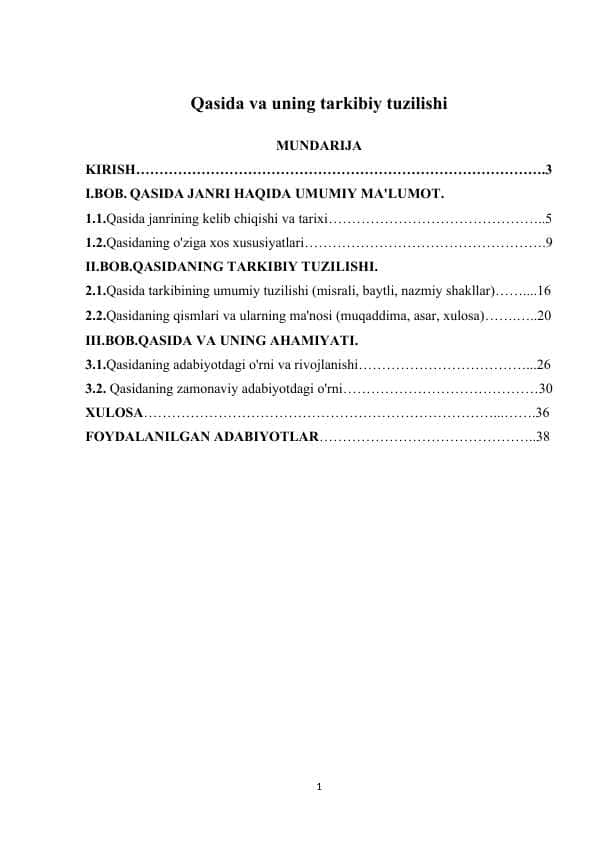 Qasida va uning tarkibiy tuzilishi