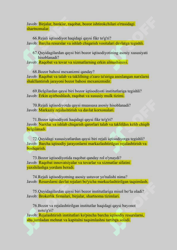 Institutsional iqtisodiyot fanidan yakuniy nazorat savollar 8