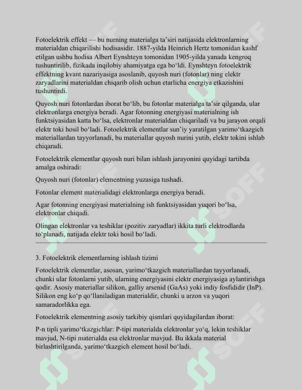 Quyosh fotoelektrik elementlari va modullari 2