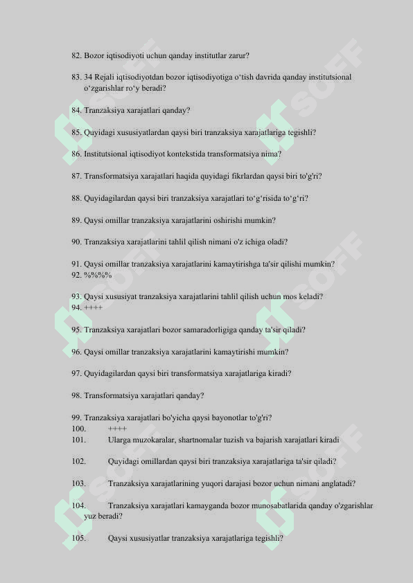 Institutsional iqtisodiyot fanidan yakuniy nazorat savollar 5