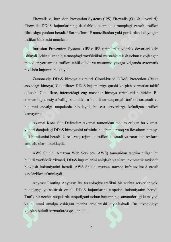 ZAMONAVIY DDOS HUJUMLARGA QARSHI SAMARALI HIMOYA TIZIMLARI VA ALGORITMLARI 7