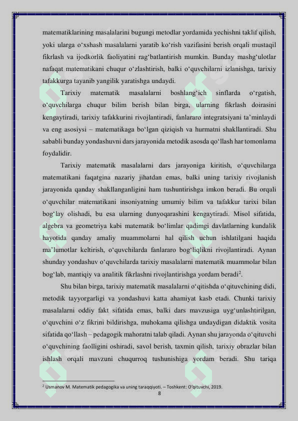 Tarixiy matematik masalalar 8