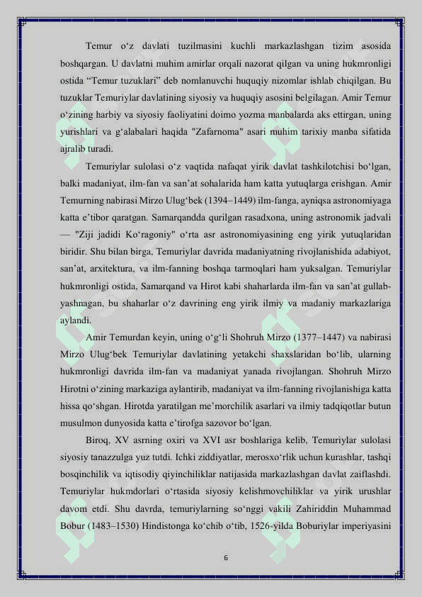 Temuriylar davri tarixi manbalari va ularning ahamiyati 6