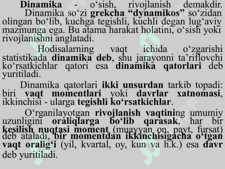 Dinamikani statistik о‘rganishusullari 2