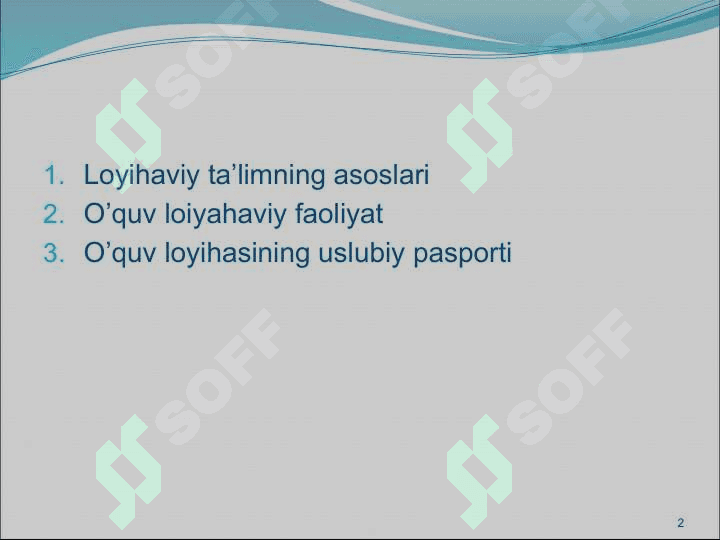 O’quv loyihalarini yaratish va unga  qo’yiladigan talalar 2