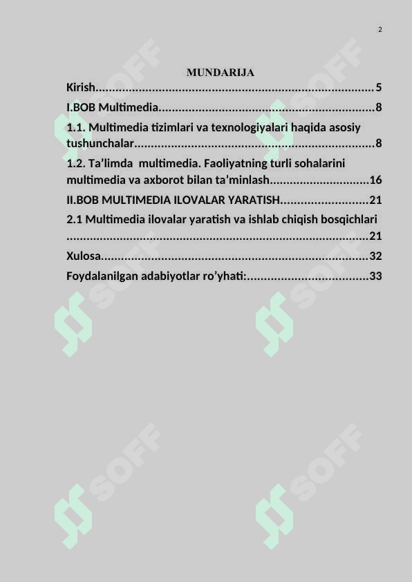 Multimediya texnologiyasi va undan o’quv jarayonida foydalanish 2