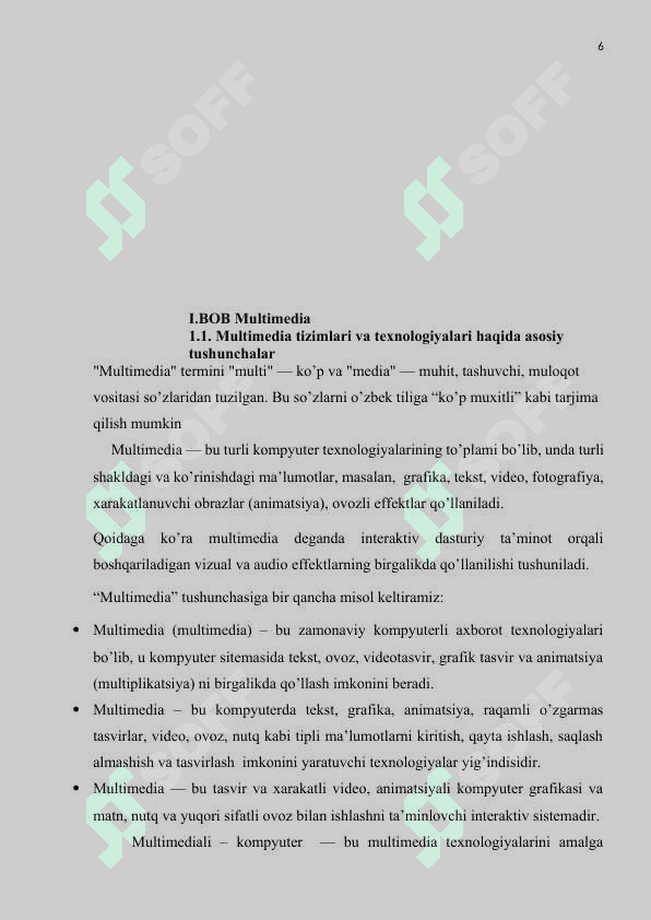 Multimediya texnologiyasi va undan o’quv jarayonida foydalanish 6