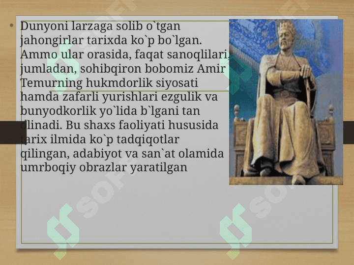 Amir  Temur" G`arbni larzaga solgan siymo 3