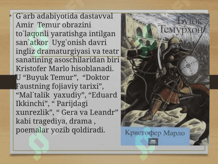 Amir  Temur" G`arbni larzaga solgan siymo 5