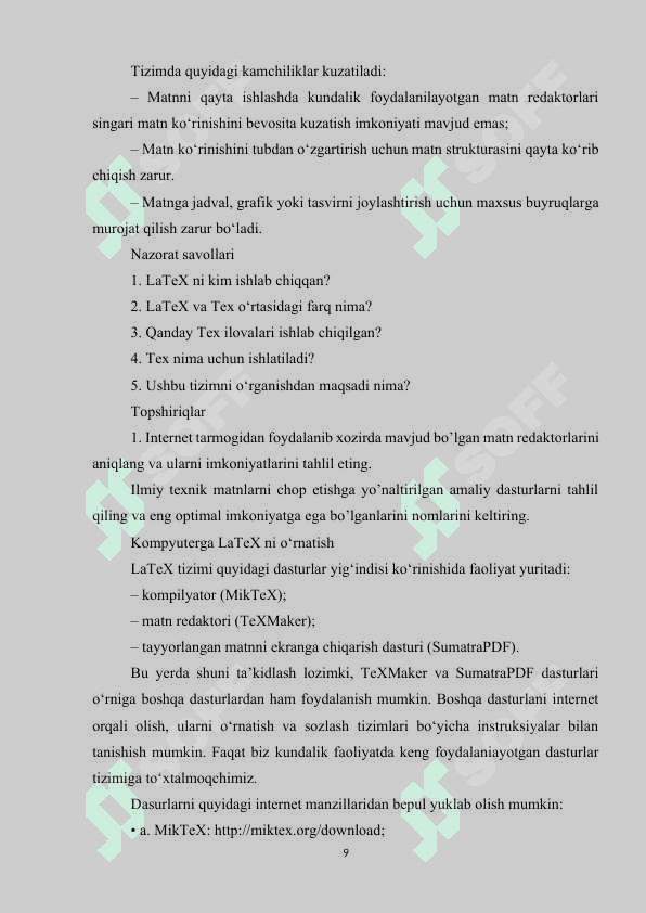LATEXDA JADVALLAR VA RASMLARNI CHIZISH (KURS ISHI) 8