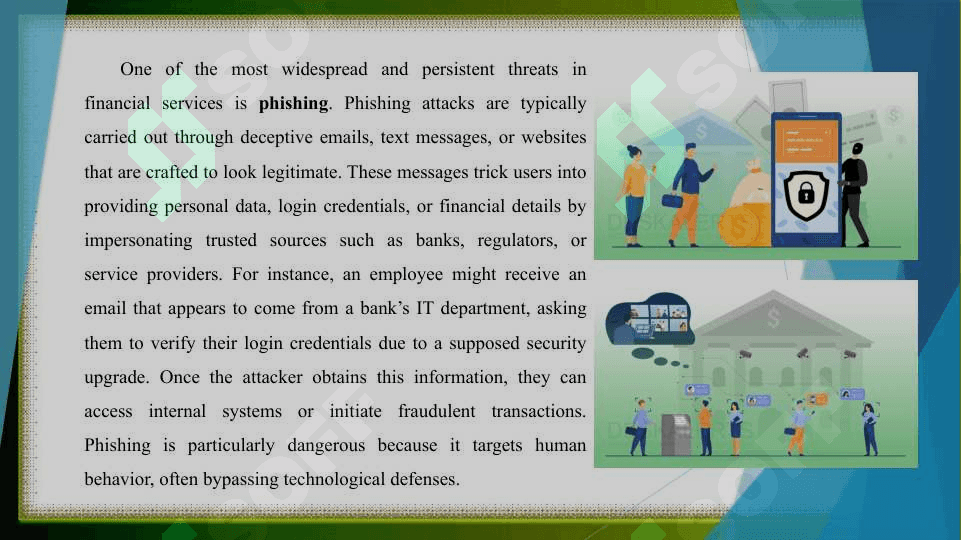 Identify cybersecurity threats in financial services and propose effective security strategies 4