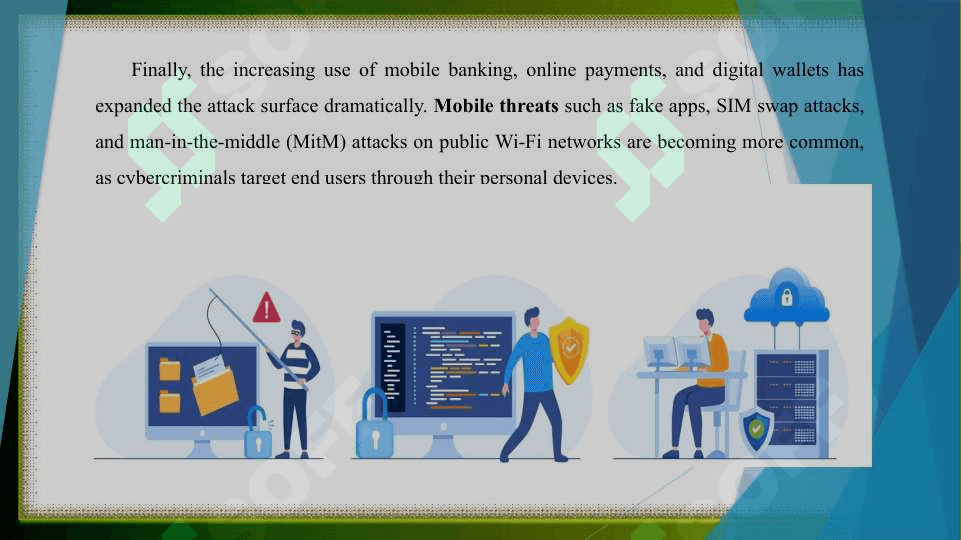 Identify cybersecurity threats in financial services and propose effective security strategies 8