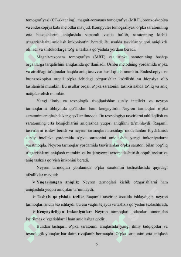 Neyron tarmoqlar asosida o‘pka saratoni kasalligini aniqlash dasturini ishlab chiqish 5