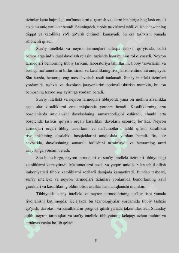 Neyron tarmoqlar asosida o‘pka saratoni kasalligini aniqlash dasturini ishlab chiqish 8