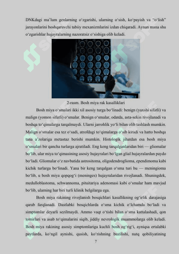 Sun’iy intellekt dasturiy vositalari asosida bosh miya rak kasalligini aniqlash dasturini ishlab chiqish 7