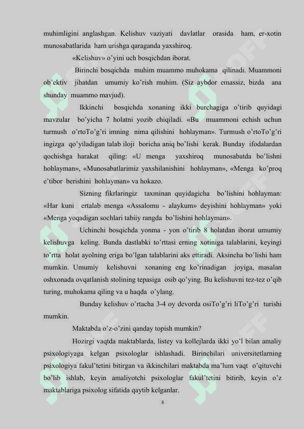 MAKTAB AMALIY PSIXOLOGINING HUQUQ VA MAJBURYATLARI 8