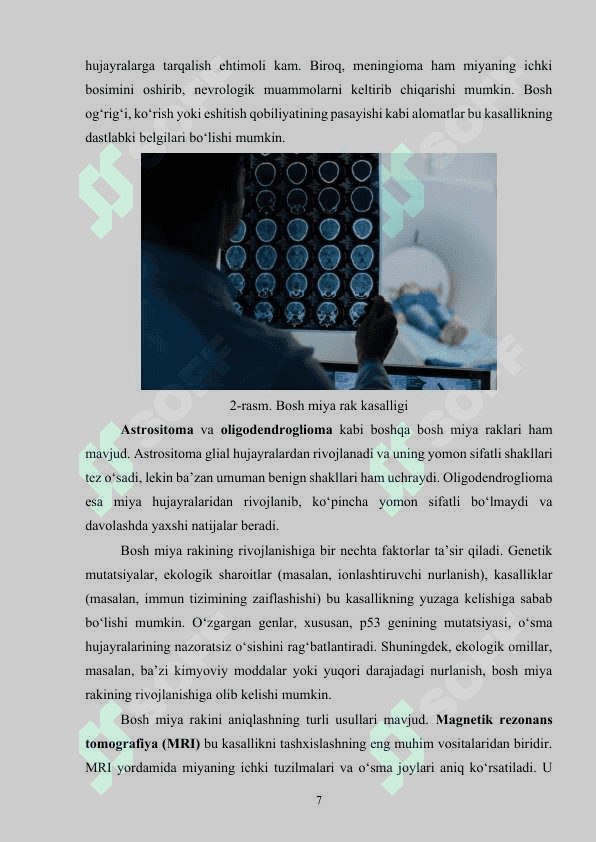 Sun’iy intellekt dasturiy vositalari asosida bosh miya rak kasalligini aniqlash dasturini ishlab chiqish 7