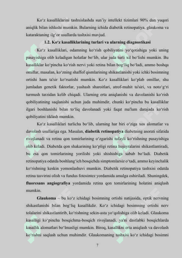 Sun’iy intellekt usullari yordamida ko‘z kasalliklarini aniqlash dasturini ishlab chiqish 7