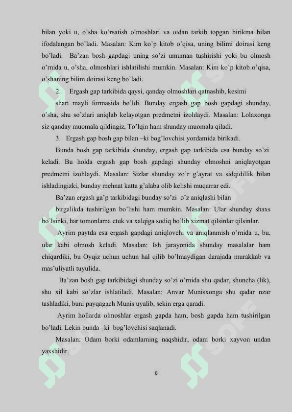 Ko‘rsatish olmoshili ergashgan qo‘shma  gaplar. 8