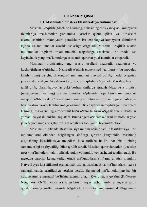 Mashinali o‘qitish usuli asosida klassifikatsiya masalalarini yechish 4