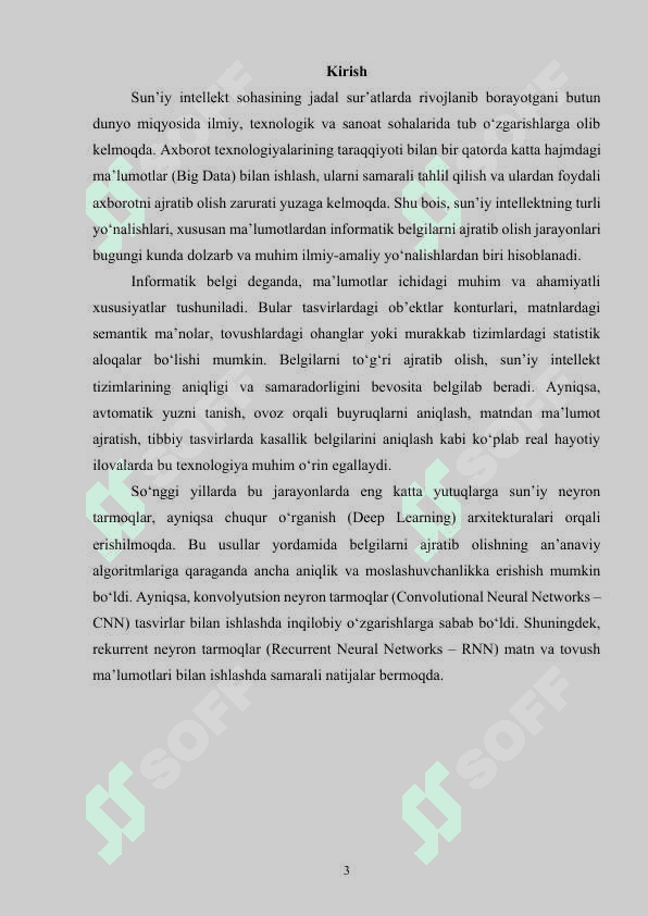 Sun’iy intellektda usullari yordamida ma’lumotlarning informatik belgilarini ajratib olish algoritmini ishlab chiqish 3