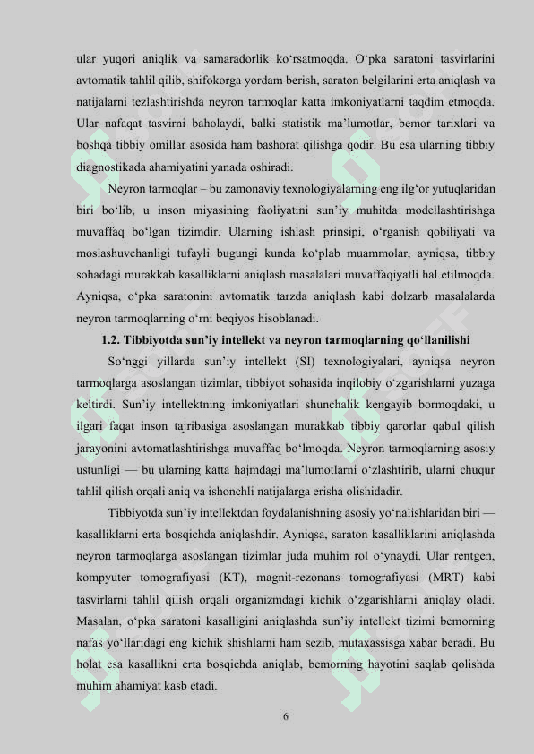 Neyron tarmoqlar asosida o‘pka saratoni kasalligini aniqlash dasturini ishlab chiqish 6