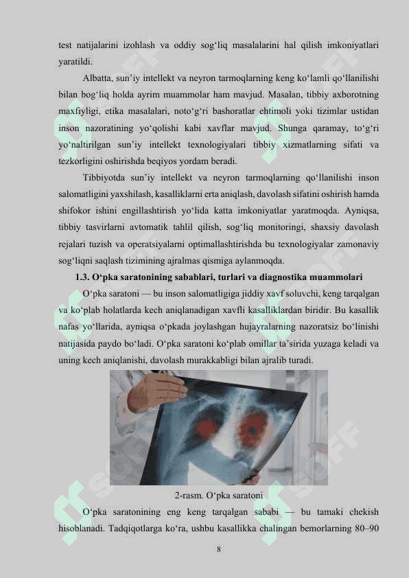 Neyron tarmoqlar asosida o‘pka saratoni kasalligini aniqlash dasturini ishlab chiqish 8