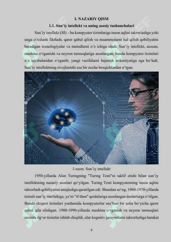 Sun’iy intellektda usullari yordamida ma’lumotlarning informatik belgilarini ajratib olish algoritmini ishlab chiqish 4