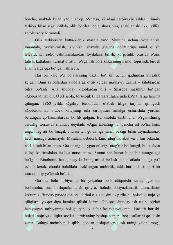 BOSHLANGICH SINF O’QUVCHILARINI TARBIYALASHDA TEJAMKORLIKDAN FOYDALANISH 8