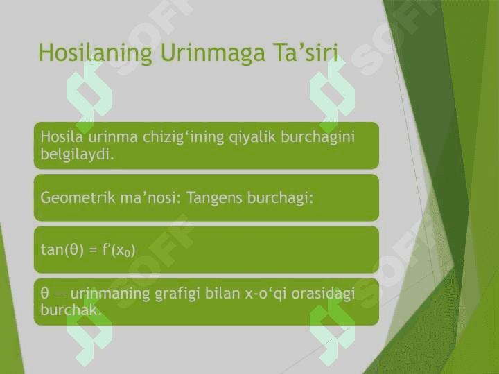 Funksiya grafigiga o‘tkazilgan urinma tenglamasi 4