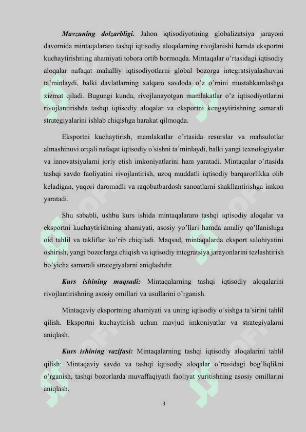 Mintaqalarning tashqi iqtisodiy aloqalari 3
