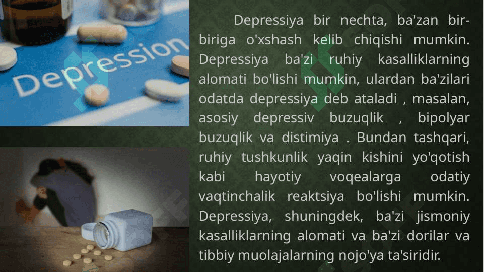 Depressiyaning klinik belgilari va davolash usullari 4