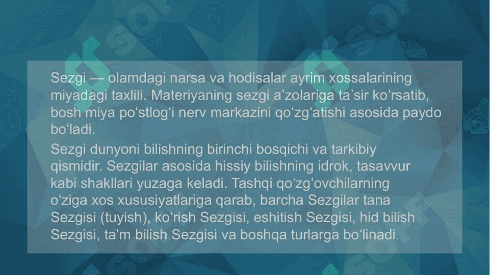 SEZGI HAQIDA TUSHUNCHA 2