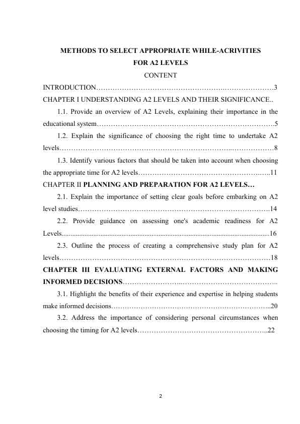 METHODS TO SELECT APPROPRIATE WHILE-ACRIVITIES  FOR A2 LEVELS