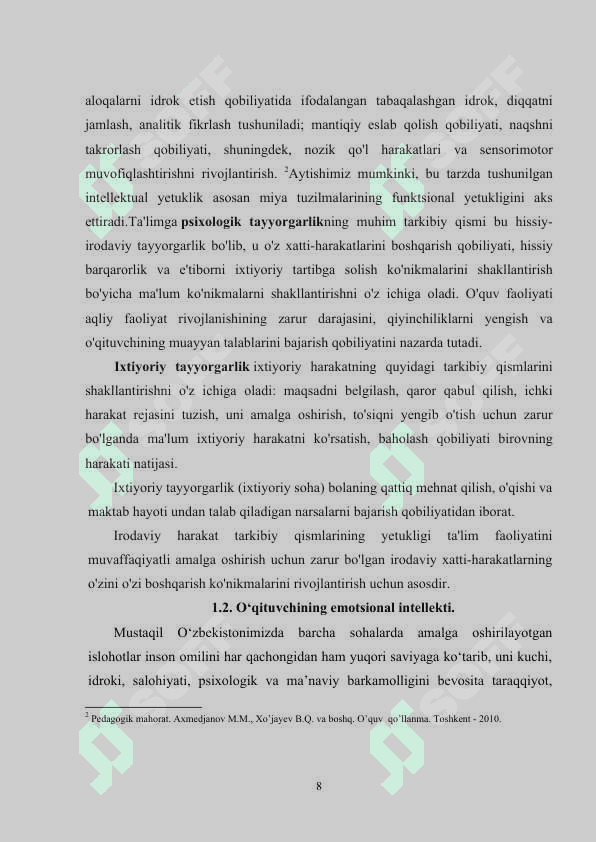 O‘QITUVCHILIK KASBINING PSIXOLOGIK XUSUSIYATI 8