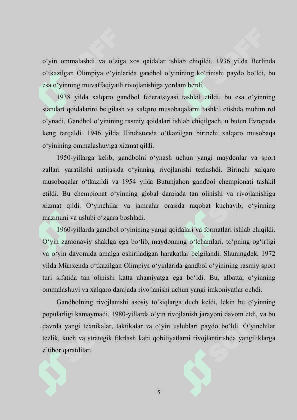 Gandbol oʻyin qoidalari 5