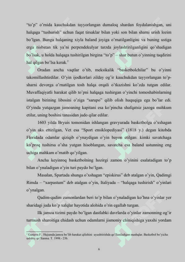 Basketbol o‘yin taktikasi tasnifi. 6