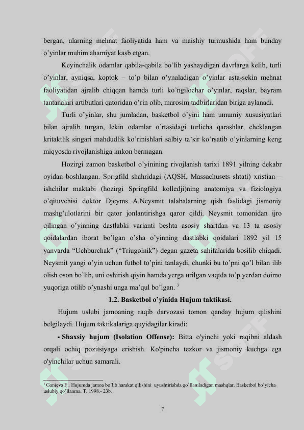 Basketbol o‘yin taktikasi tasnifi. 7
