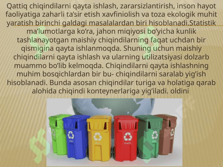 CHIQINDILARNI YO`QOTISH YO`LLARI 2