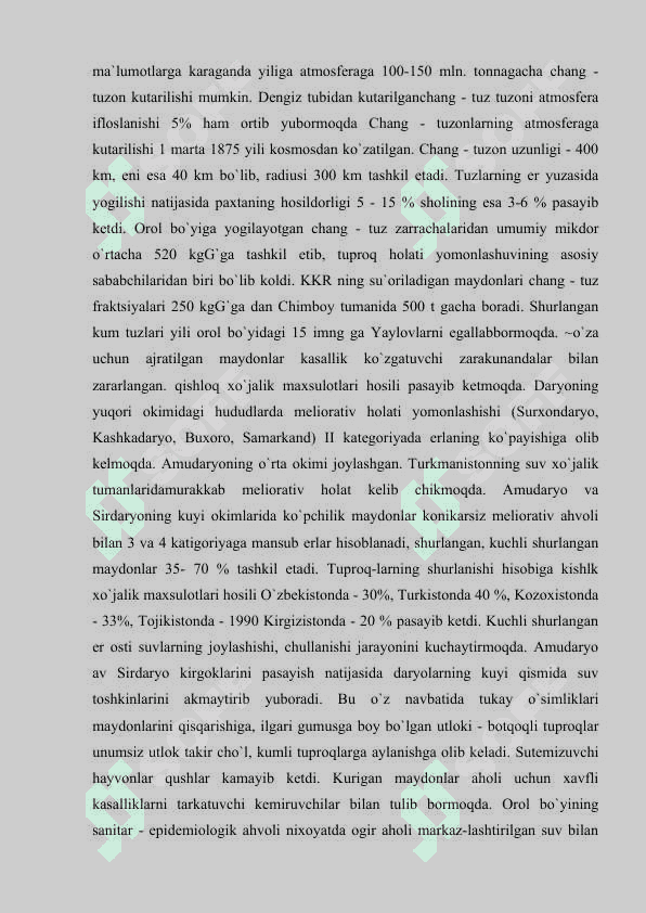 Orol dengizining ekologik ahvoli 3