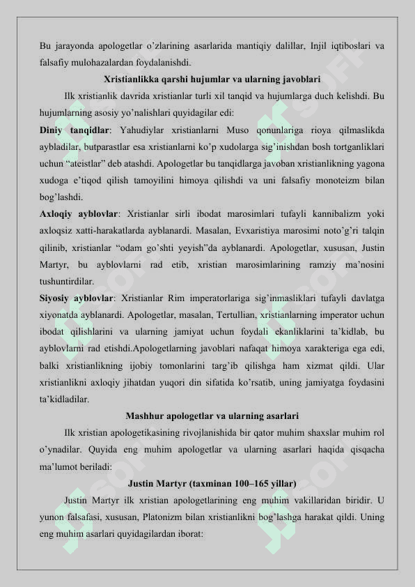 Ilk xristian falsafasi apologetika va patristika 25 7