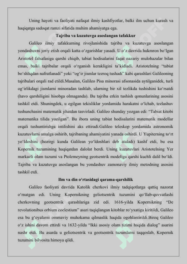 Nikolay Kuzanskiy va Galileo Galileyning falsafiy dunyoqarshi 25 6
