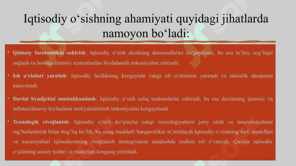 O’sishning optimal variantini tanlash 8