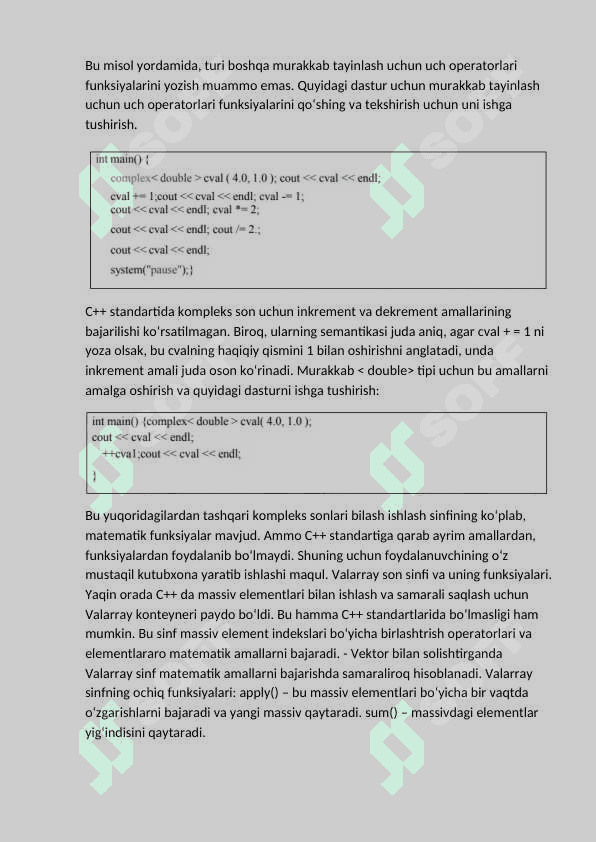 Sonli sinflar va ular bilan ishlash. Complex sonlar, (vallaray, slice, gslice) 6